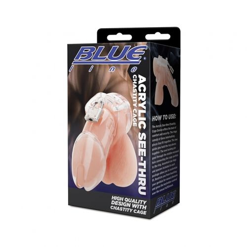 חגורת צניעות כלוב לאיבר המין של הגבר Acrylic See - Thru Chastity Cock Cage