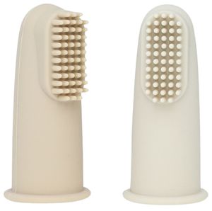 זוג מברשות שיניים אצבע מסיליקון - בז