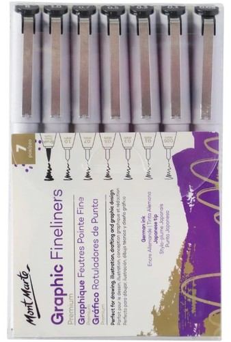 סט 7 לינרים שחורים בעוביים שונים GRAPHIC FINELINERS