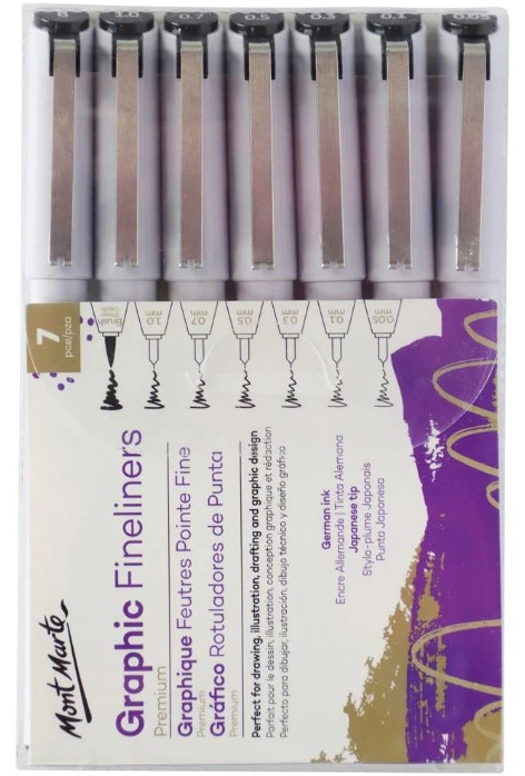 סט 7 לינרים שחורים בעוביים שונים GRAPHIC FINELINERS