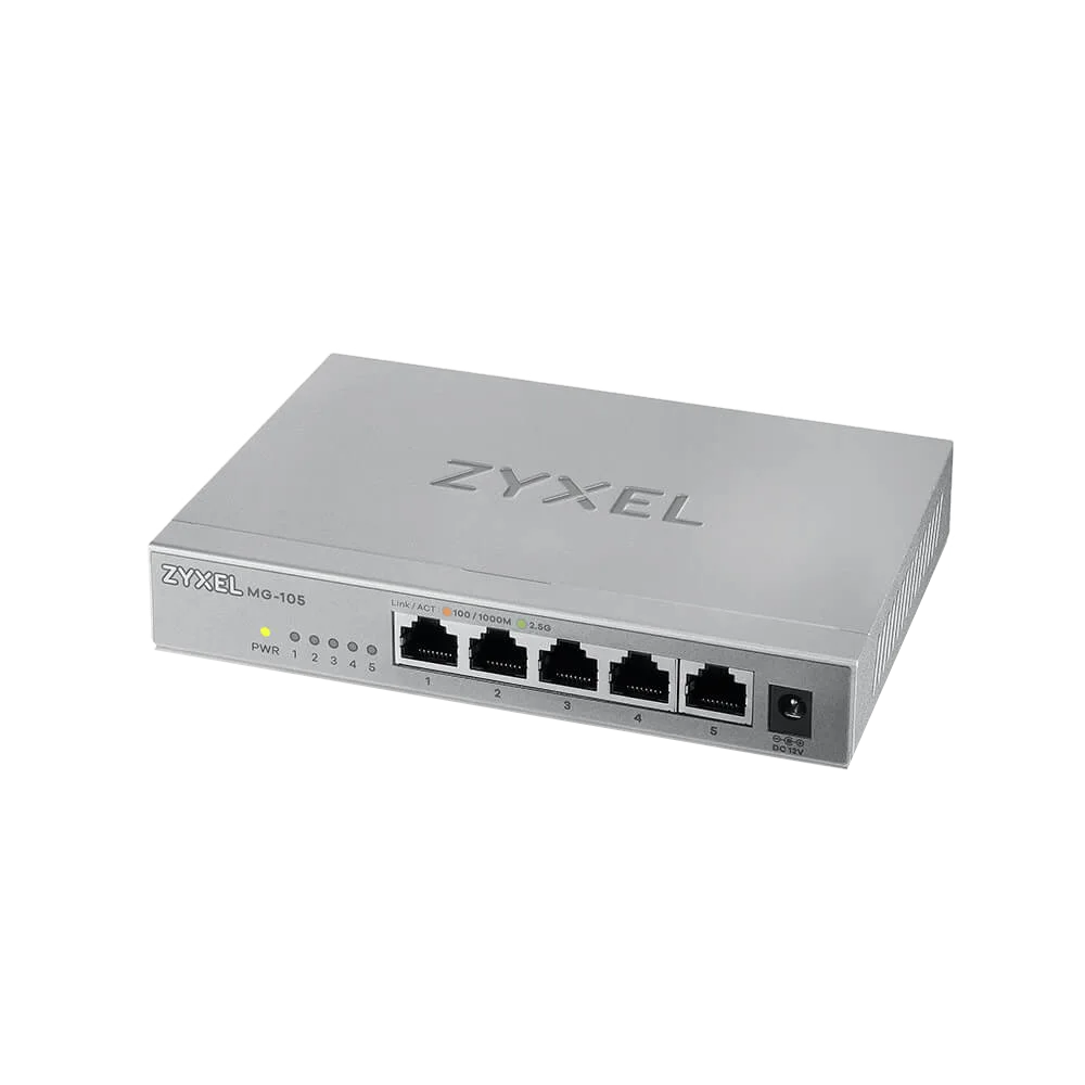 מתג מתכתי 5 פורטים 2.5G ‏‎ MG-105‎‏‏‏‏Zyxel