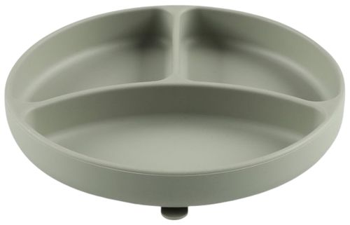 צלחת סיליקון מחולקת נצמדת לשולחן / כיסא תינוק - ירוק