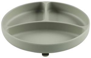 צלחת סיליקון מחולקת נצמדת לשולחן / כיסא תינוק - ירוק