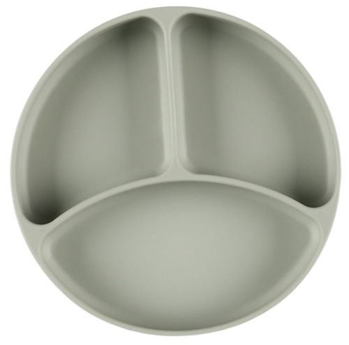 צלחת סיליקון מחולקת נצמדת לשולחן / כיסא תינוק - ירוק