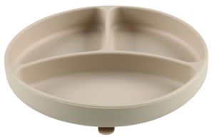 צלחת סיליקון מחולקת נצמדת לשולחן / כיסא תינוק - חום בהיר