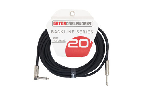 כבל לגיטרה 6 מ' פלג זוית GATOR GCWB-INS-20RA Backline Series 20 Foot Strt to RA Cable