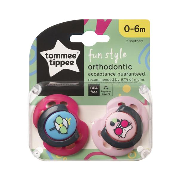 זוג מוצצים 0-6 חודשים Tommee Tippee Fun Style - ורוד