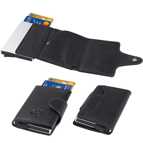 ארנק בטיחות RFID + NFC דמוי עור יוקרתי שולף כרטיסי אשראי ותא לשטרות מבית המותג גבעוני