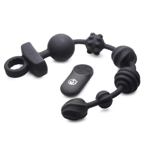 חרוזים אנאליים נטענים | 21X Dark Rattler Vibrating Silicone Anal Beads W- Remote