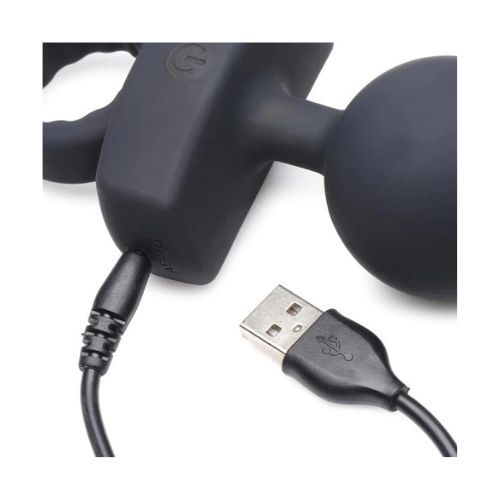 חרוזים אנאליים נטענים | 21X Dark Rattler Vibrating Silicone Anal Beads W- Remote
