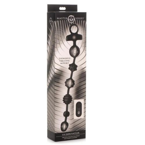 חרוזים אנאליים נטענים | 21X Dark Rattler Vibrating Silicone Anal Beads W- Remote