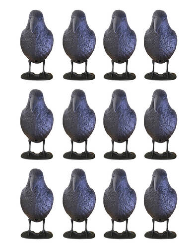 דחליל דמוי עורב שחור להרחקת יונים - 12 יחידות