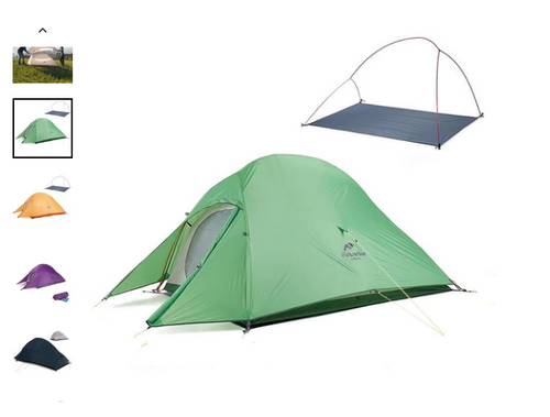 אוהל תרמילאים קל משקל ל  2 אנשים ל 3 עונות 210T דגם 2 NATUREHIKE Cloud Up