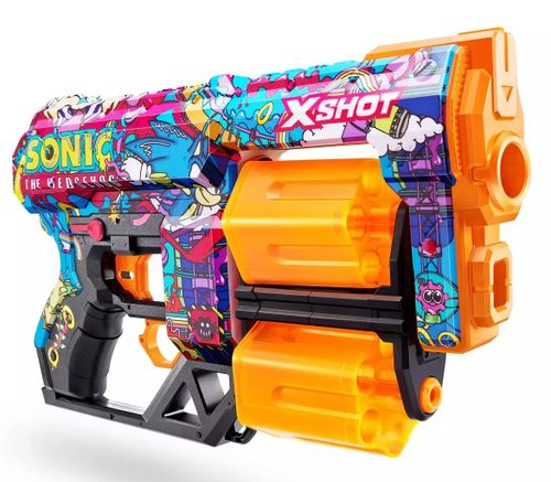 רובה ילדים אקס שוט SKINS כולל 12 חיצי ספוג למשחקי מלחמה עם חברים בחצר - SONIC ROBOTNIK