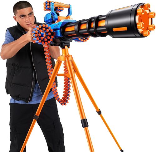 מכונת יריה חשמלית לחיצי ספוג לילדים עם חצובה, מחסנית שרשור ו 72 חיצי ספוג - MOTORIZED RAGE FIRE