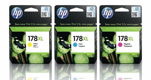 ראשh דיו מקורי 178XL HP צהוב כחול ורוד