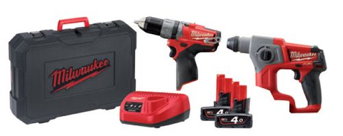 סט מברגה רוטטת + פטישון 12V FUEL
 ערכה עם 2 סוללות 4 אמפר