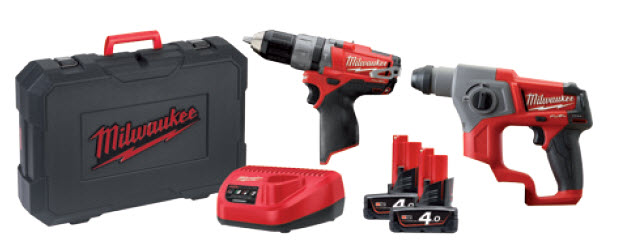 סט מברגה רוטטת + פטישון 12V FUEL
 ערכה עם 2 סוללות 4 אמפר
