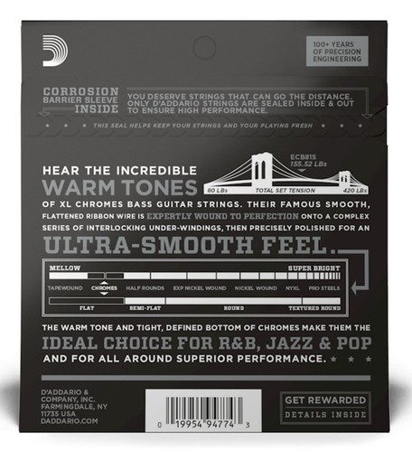 זוית נוספת D'Addario ECB81S Regular Light Short Scale