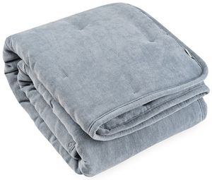 שמיכת תינוק קטיפה לעונת המעבר והחורף 120*80 ס"מ נקודות רקום - אפור