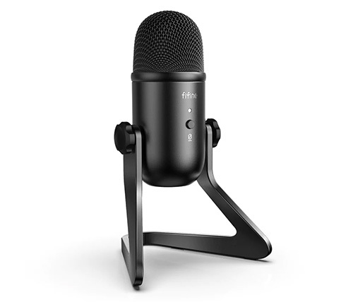 מיקרופון שולחני עם מעמד Fifine K678 Studio USB Mic בצבע שחור