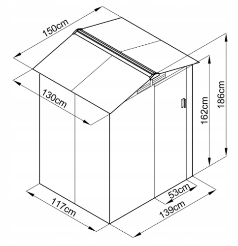 מחסן מתכת דגם XA מידות 1.50X1.30 
