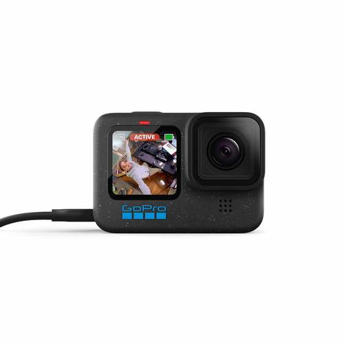 GoPro Hero 12 Black תצוגה קדמית עם חיבור כבל USB