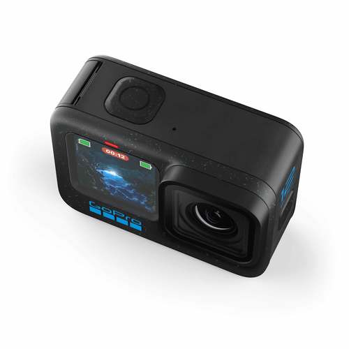 GoPro Hero 12 Black תצוגה אלכסונית מלמעלה עם כפתור הצילום
