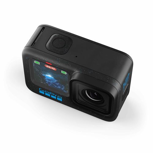 GoPro Hero 12 Black תצוגה אלכסונית מלמעלה עם כפתור הצילום