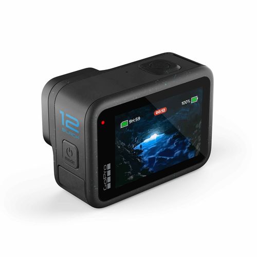 GoPro Hero 12 Black תצוגה אחורית אלכסונית עם מסך דלוק