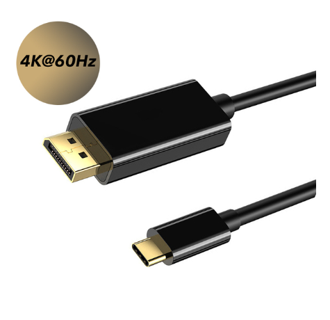 כבל מתאם 4K TYPE C זכר לDP זכר איכותי באורך של כ1.8 מטר