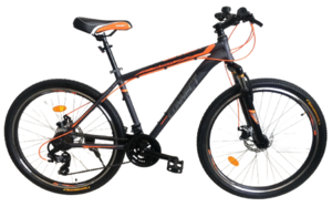 אופני הרים לנוער ומבוגרים קונקט MTB גלגלים "26 שלדה "15 עם 21 הילוכים, בלמי דיסק ובולם זעזועים קדמי - אפור/כתום