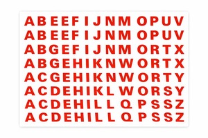 מדבקות אותיות אנגלית ABC 1/1 ס"מ אדום