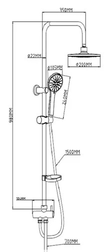 ראש מקלחת עגול 200 מ