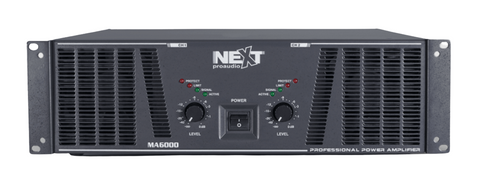 מגבר כח 2 ערוצים מקצועי, דגם NEXT MA6000, בעוצמה של 2X3000W ב-2Ω.