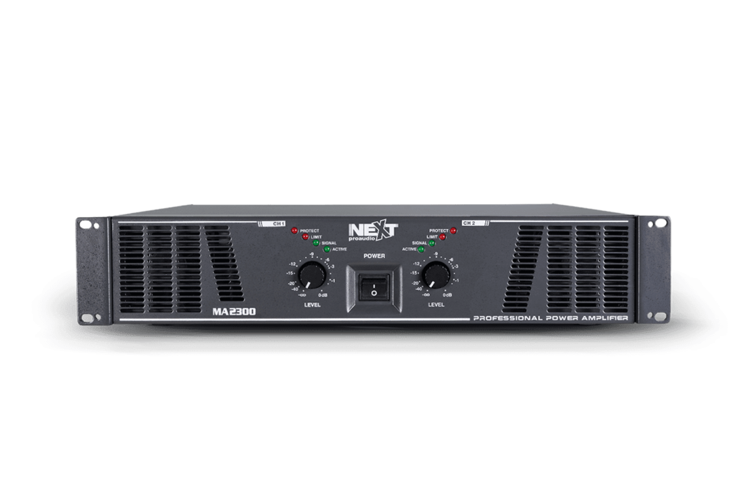 מגבר כח 2 ערוצים מקצועי, דגם NEXT MA2300, בעוצמה של 2X1150W ב-2Ω.