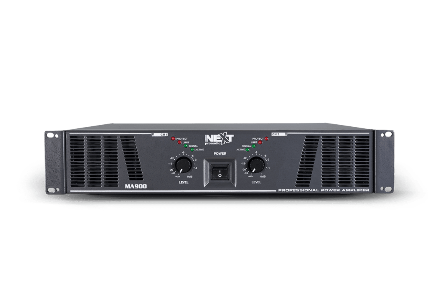 מגבר כח 2 ערוצים מקצועי, דגם NEXT MA900, בעוצמה של 2X475W ב-2Ω.