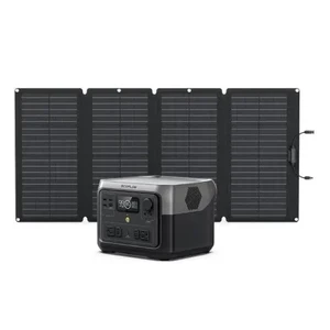 קיט סולארי - תחנת כח RIVERMAX2  LIFEPO4  קיבולת 0.512Kwh -הספק 0.5-1KW  טעינה מהירה פאנל סולארי מתקפל 160W דגם EF RIVERMAX2 + 160W יצרן ECOFLOW