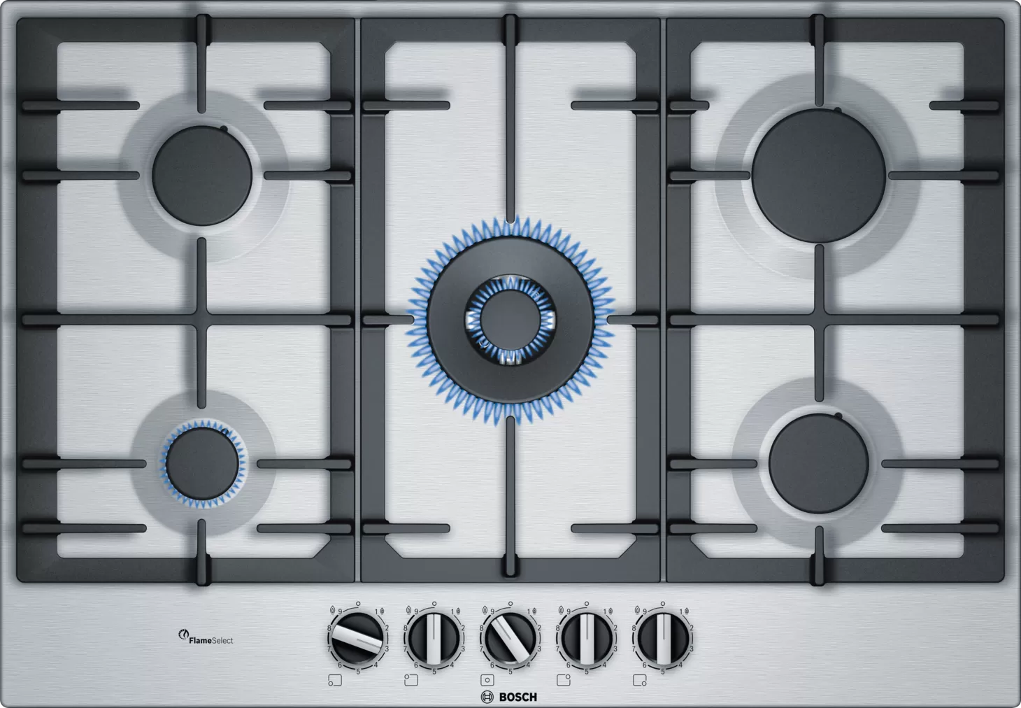 כיריים גז 5 להבות בישול Bosch Serie 6 PCQ7A5B90Y FlameSelect