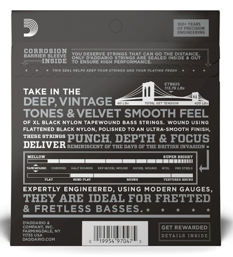 זוית נוספת D'Addario ETB92S Medium Short Scale Bass Strings