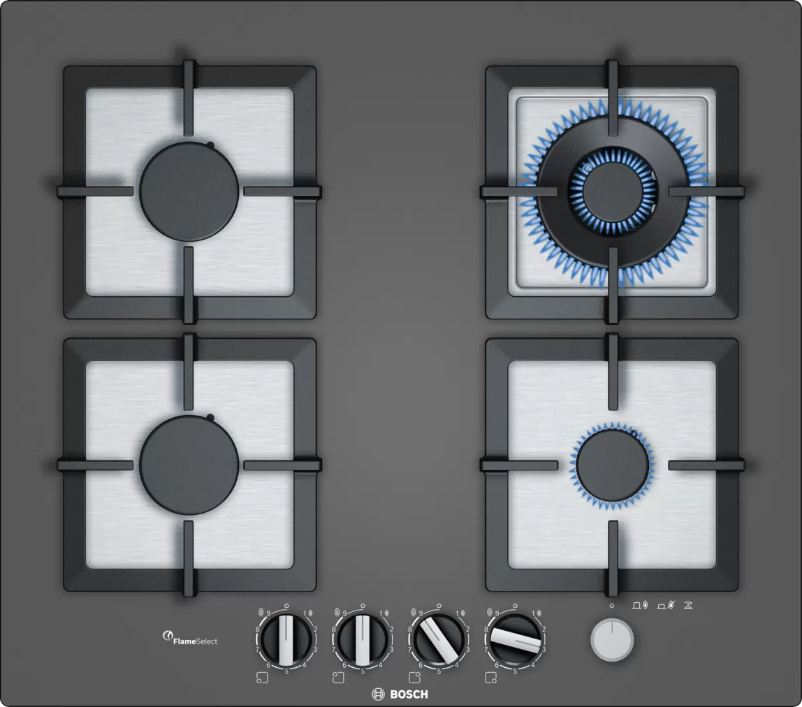 כיריים גז 4 להבות בישול Bosch Serie 6 PPH6A9M20Y FlameSelect