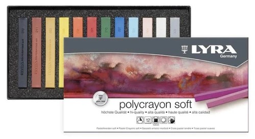 סט של 12 פסטל יבש רך POLYCRAYON SOFT צבעוניים