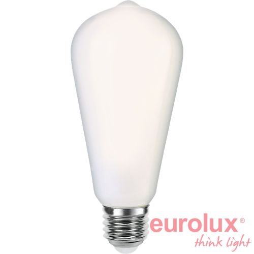 לד פחם אגס ST64 כיסוי חלבי ניתן לעמעום 230V E27 2700K 8W יורולוקס 
