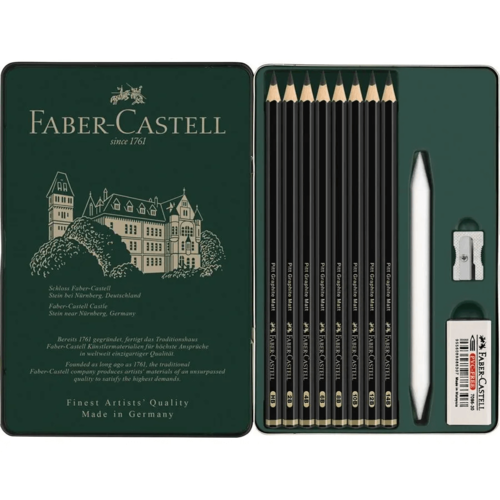 סט 8 עפרונות רישום Pitt Graphite Matt + אביזרים_3 Faber Castell
