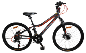 אופני הרים לילדים קונקט MTB במידה "20 עם 6 הילוכים, בלמי דיסק ובולם זעזועים קדמי - אפור/כתום