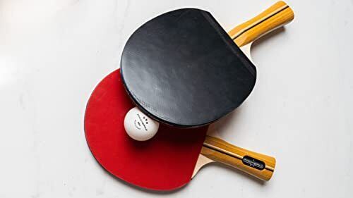 סט פינג פונג מעץ עם 3 כדורים בתוך תיק נשיאה עם רוכסן