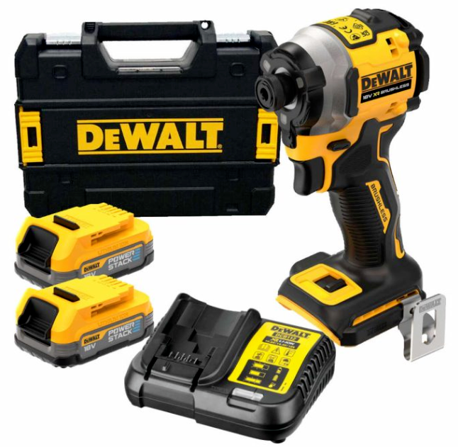 מברגת אימפקט נטענת בראשלס + 2 סוללות 5 אמפר DeWALT DCF850P2T BL 18V