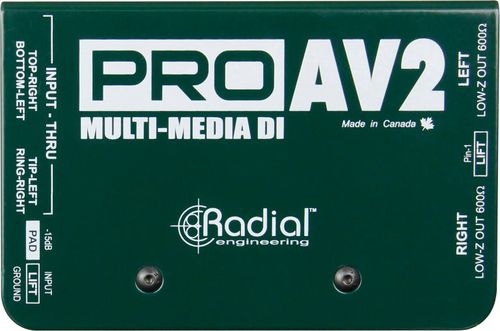 קופסת DI פאסיבי סטריאו לאפליקציות מולטימדיה Radial ProAV2