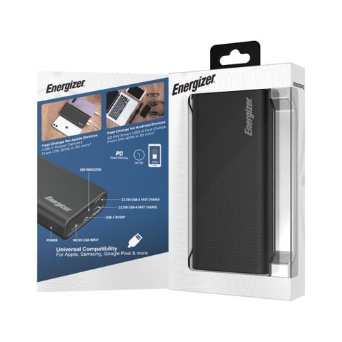 סוללת גיבוי כולל כבל UE20012PQ 20000mAh 22.5W 2xUSB-A Type-C מבית אינגיזר Energizer