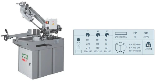 משור סרט לברזל ומתכת YCM270 חצי אוטומטי KARNAF 